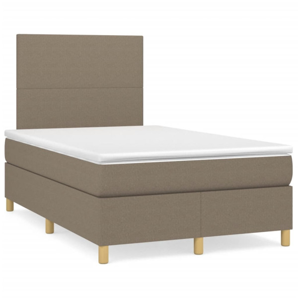 Cama box spring con colchón y LED tela gris taupe 120x190 cm D