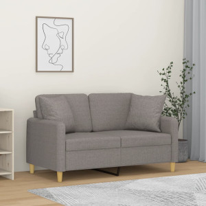 Sofá de 2 plazas con cojines tela gris taupe 120 cm D