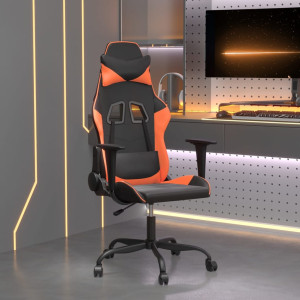 Silla gaming cuero sintético negro y naranja D