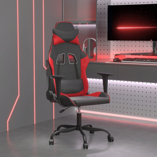 Silla gaming de masaje cuero sintético negro y rojo D