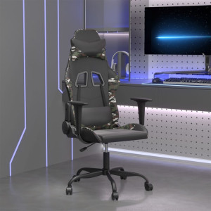 Silla gaming cuero sintético negro y camuflaje D