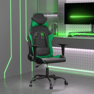 Silla gaming cuero sintético negro y verde D