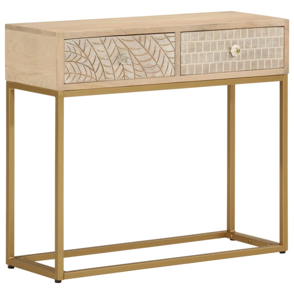 Mesa consola madera maciza de mango y hierro 90x30x76 cm D