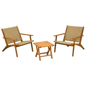 ProGarden Juego de muebles de balcón 3 piezas madera de acacia natural D