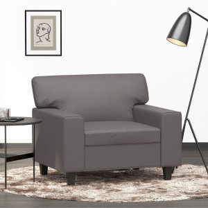 Sillón cuero sintético gris 60 cm D