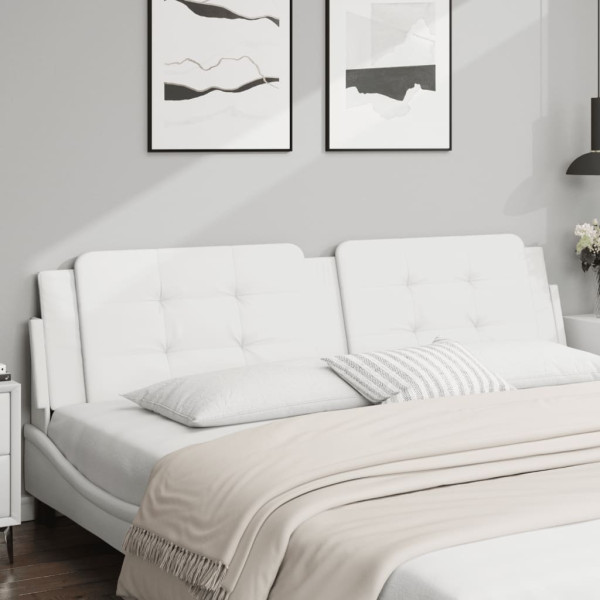 Cabecero de cama acolchado cuero sintético blanco 200 cm D