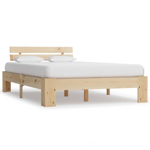 Estructura de cama de madera maciza de pino 140x200 cm D