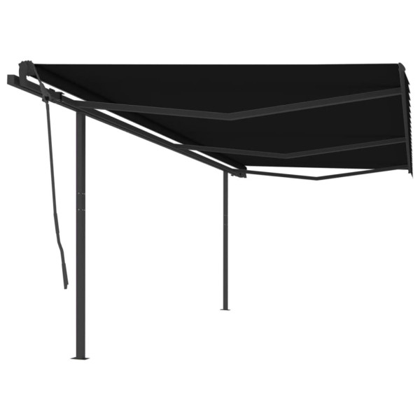 Toldo retrátil manual com postes cinza-antracita 6x3,5 m D