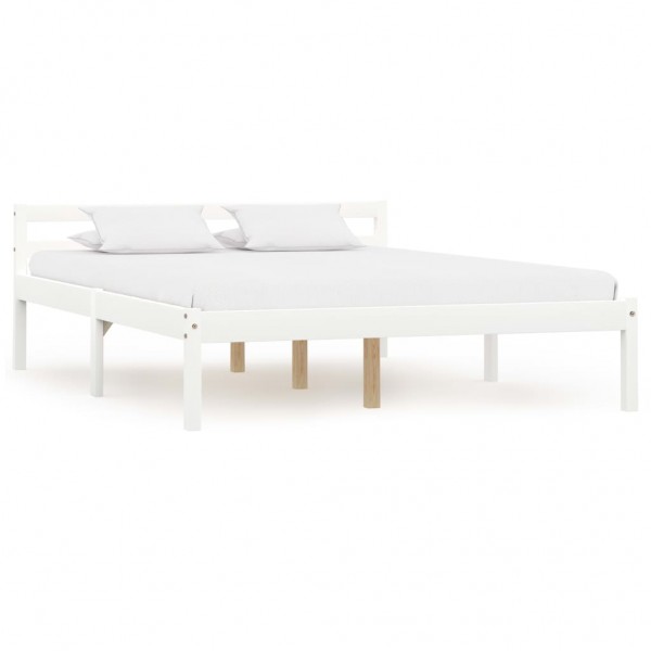 Estructura de cama de madera maciza de pino blanco 120x200 cm D