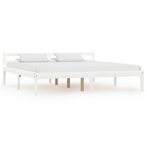 Estrutura de cama de madeira maciça de pinho branco 180x200 cm D