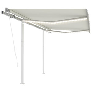 Toldo automático con LED y sensor de viento crema 3x2.5 m D