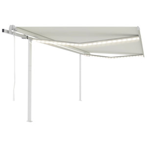 Toldo automático con LED y sensor de viento crema 4x3 m D