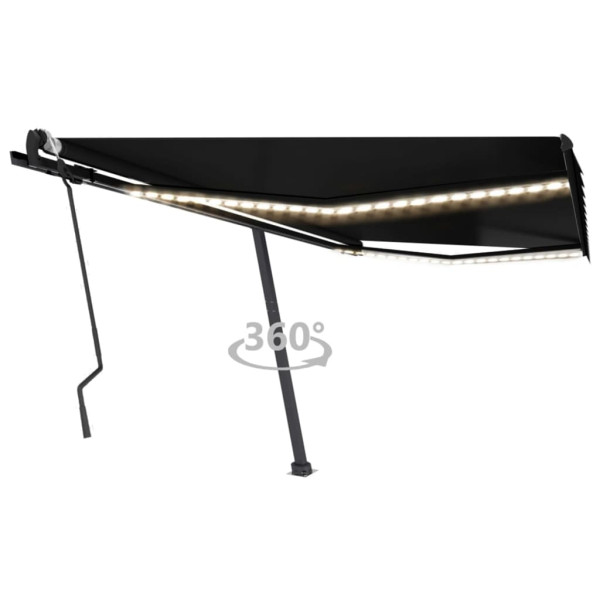 Toldo retrátil manual com LED cinza antracite 400x300 cm D