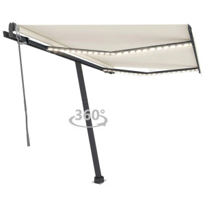 Toldo automático con LED sensor de viento color crema 300x250cm D