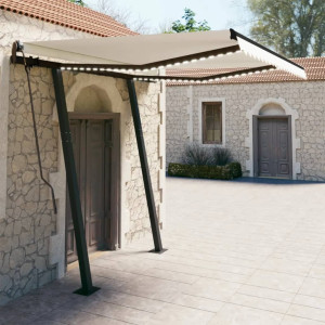 Toldo automático con LED y sensor de viento color crema 3x2.5 m D