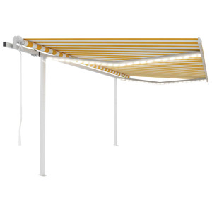 Toldo automático con LED y sensor viento amarillo blanco 4x3 m D