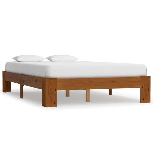 Estructura de cama madera maciza pino marrón claro 120x200 cm D