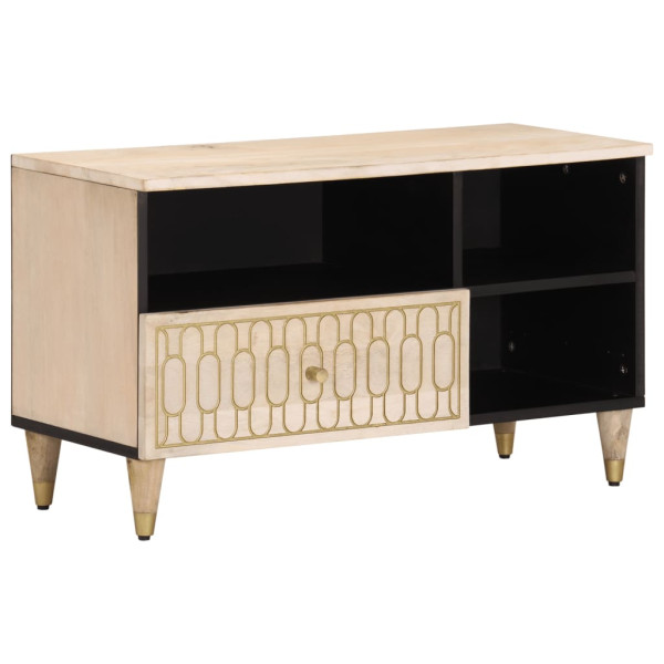 Mueble de TV madera maciza de mango 80x33x46 cm D