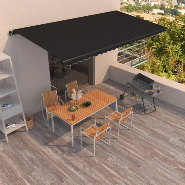 Toldo retrátil manual cinza-antracita 600x350 cm D