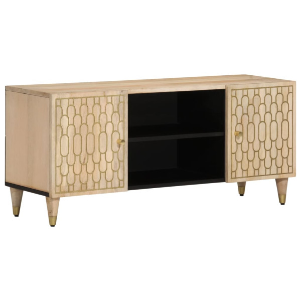 Mueble de TV madera maciza de mango 105x33x46 cm D