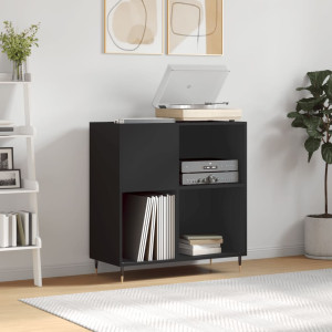 Mueble para discos madera contrachapada negro 84.5x38x89 cm D