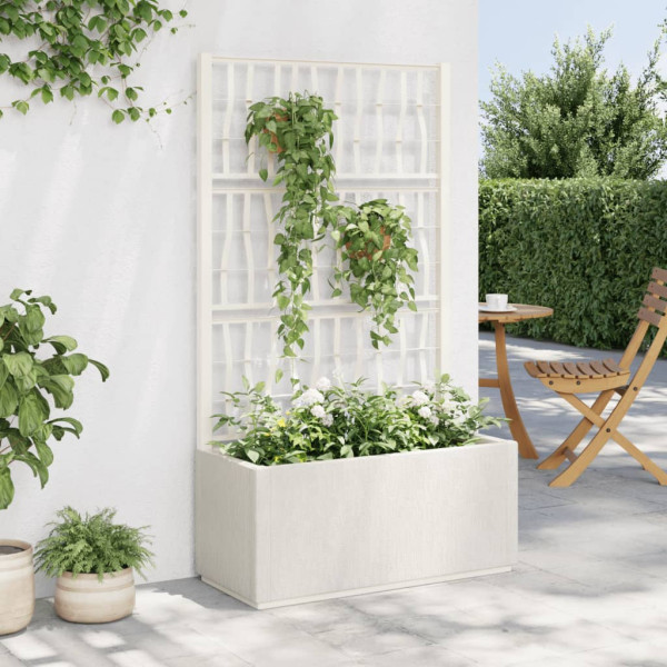 Jardinera con enrejado PP blanco 80x36x140 cm D