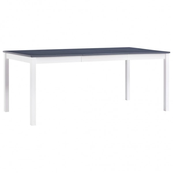 Mesa de comedor de madera de pino blanco y gris 180x90x73 cm D