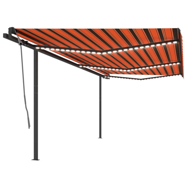 Toldo manual retrátil com luz LED laranja e marrom 6x3,5 m D