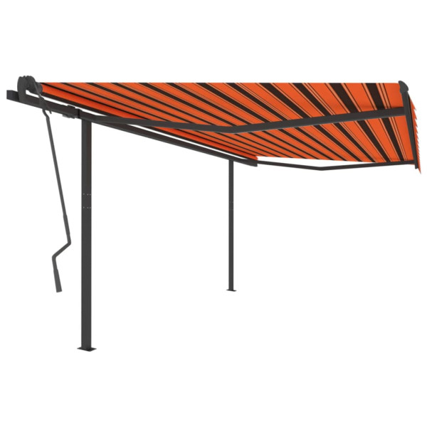 Toldo retráctil manual con postes naranja y marrón 4x3.5 m D