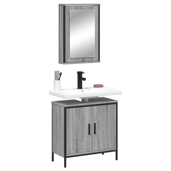 Set de muebles de baño 2 pzas madera contrachapada gris sonoma D