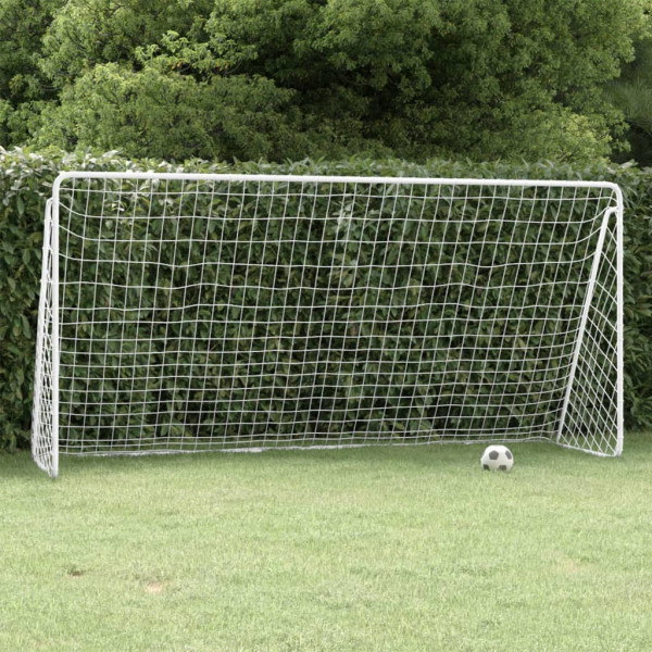 Portería de fútbol con red acero blanco 366x122x182 cm D