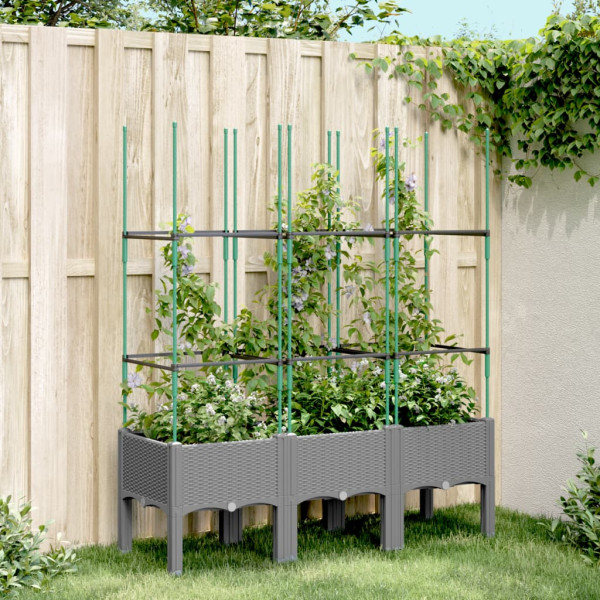 Jardinera con enrejado PP gris claro 120x40x142.5 cm D