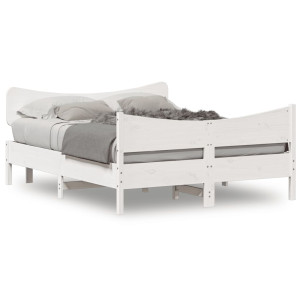 Estructura de cama con cabecero madera pino blanco 140x200 cm D