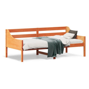 Sofá cama de madera maciza de pino marrón cera 75x190 cm D