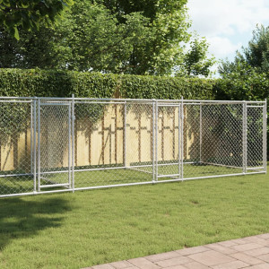 Jaula de perros con puertas acero galvanizado gris 8x2x1.5 m D