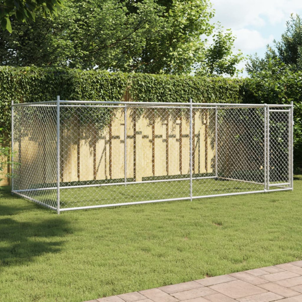 Caixa de cães com porta de aço galvanizado cinza 4x2x1.5 m D