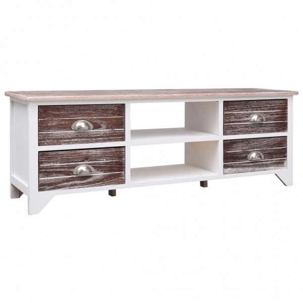 Mueble para TV madera Paulownia blanco y marrón 115x30x40 cm D