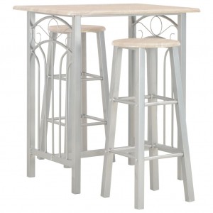 Set de mesa e cadeiras de cozinha 3 peças madeira e aço D