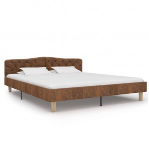 Estructura de cama de piel de ante artificial marrón 180x200 cm D