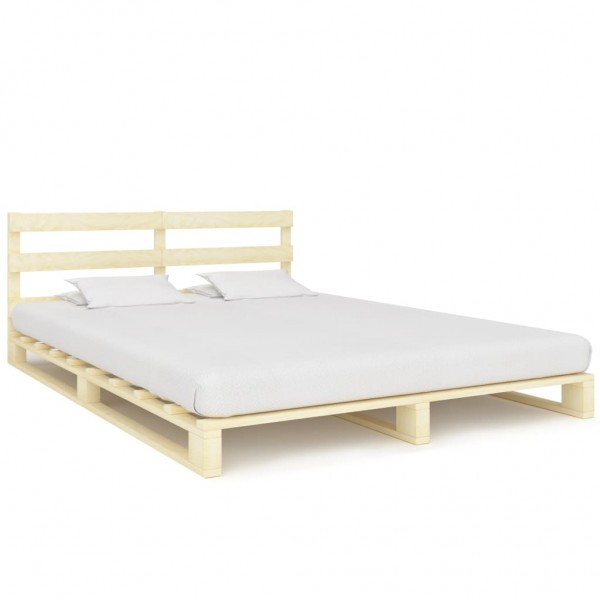 Estructura de cama de palés madera maciza de pino 140x200 cm D