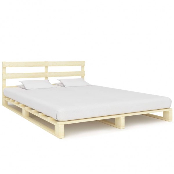 Estructura de cama de palés madera maciza de pino 160x200 cm D