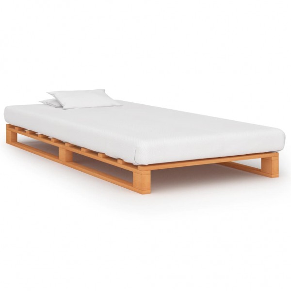 Estrutura de cama de paletes madeira maciça pinho marrom 90x200cm D