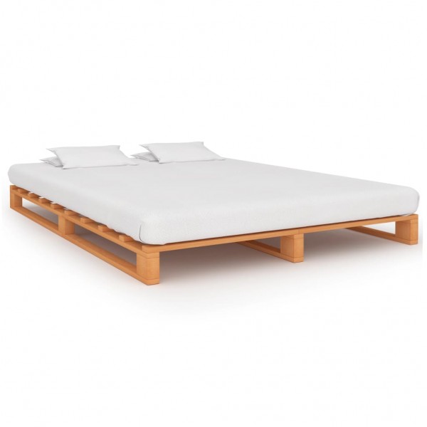 Estructura de cama de palés madera maciza pino marrón 120x200cm D