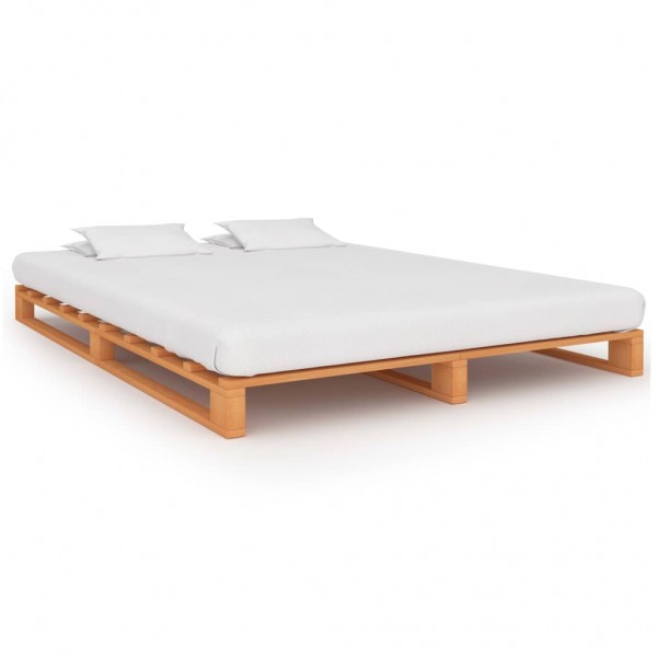 Estrutura de cama de paletes madeira maciça pinho marrom 180x200cm D