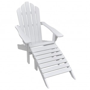 Silla de jardín con otomana madera blanca D