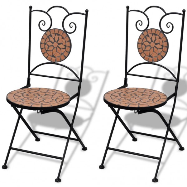 Cadeiras de jardim bistro dobráveis 2 unidades cerâmica terracota D