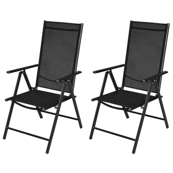Cadeiras de jardim de alumínio e têxteis pretos D