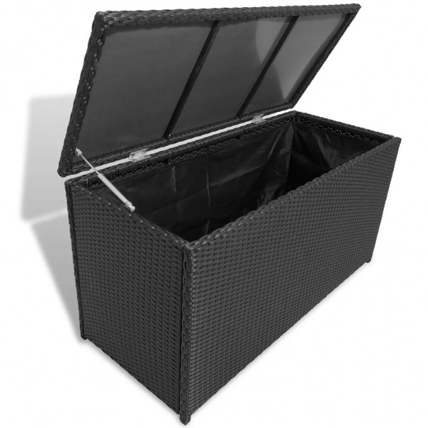 Caixa de armazenamento de jardim ratão sintético preto 120x50x60 cm D