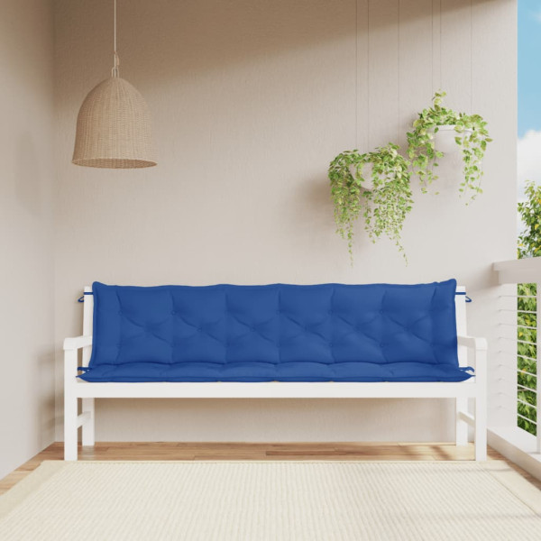 Almofadas para banco de jardim 2 peças tecido Oxford azul 200x50x7 cm D