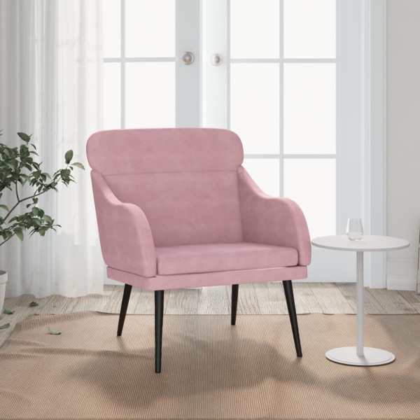 Poltrona de veludo rosa 63x76x80 cm D